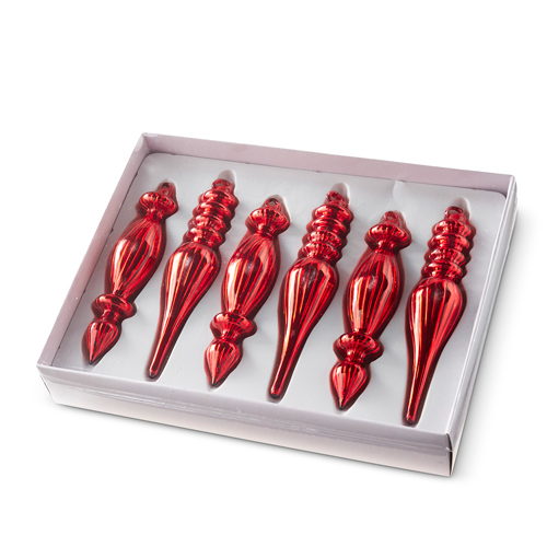 Red Crystal Finial Ornaments - Box Set of 6 - Mellow Monkey