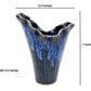 Blue Petal Crest - Porcelain Ceramic Vase - 5.5 x 3.5 x 7 in - Mellow Monkey