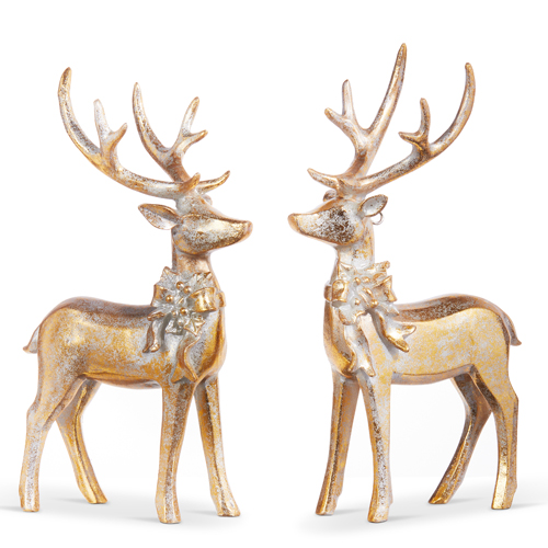 Gold Deer with Bow Ornament - 7-in - Mellow Monkey