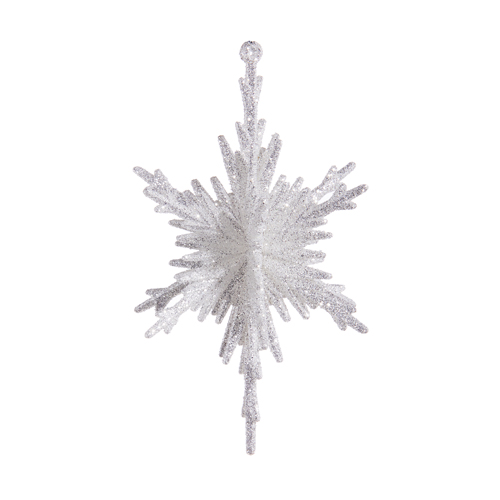 Silver Glitter Snowflake Ornament - 5-1/2-in - Mellow Monkey