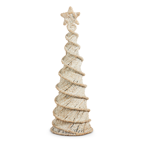 Spiral Woven Whitewash Sea Grass Holiday Tree - 20-in - Mellow Monkey