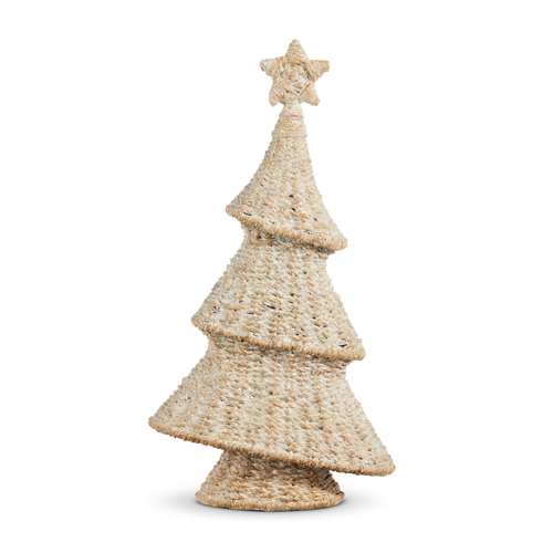 Flat Spiral Woven Whitewash Sea Grass Holiday Tree - 19-in - Mellow Monkey