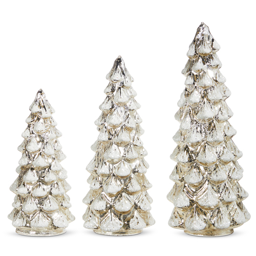 Snowy Silver Lighted Mercury Glass Tree - Mellow Monkey