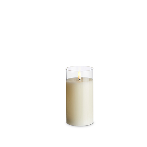 Clear Glass Ivory LED Candle - 3 x 6 inches - Mellow Monkey