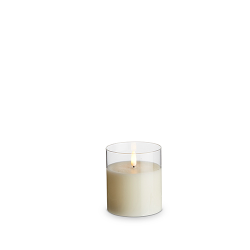 Clear Glass Ivory LED Candle - 3.5 x 4 inches - Mellow Monkey