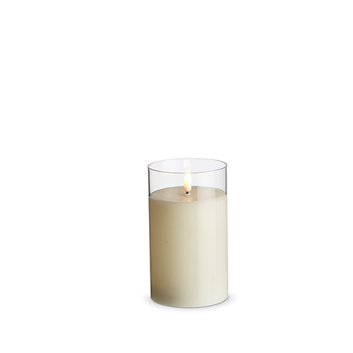 Clear Glass Ivory LED Candle - 3.5 x 6 inches - Mellow Monkey
