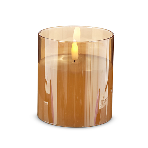 Gold Glass Ivory LED Candle - 3.5 x 4 inches - Mellow Monkey