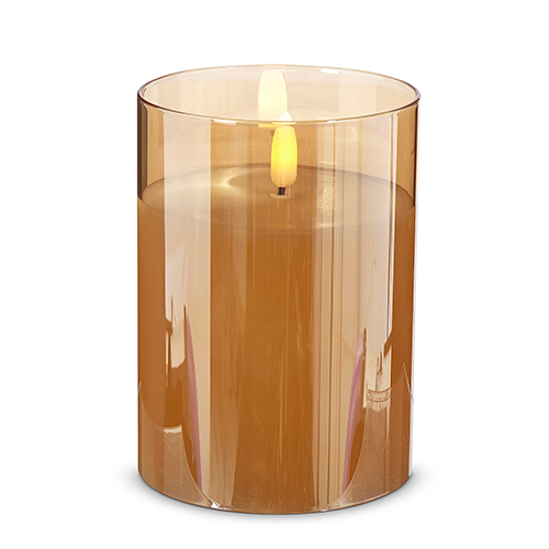 Gold Glass Ivory LED Candle - 3.5 x 5 inches - Mellow Monkey