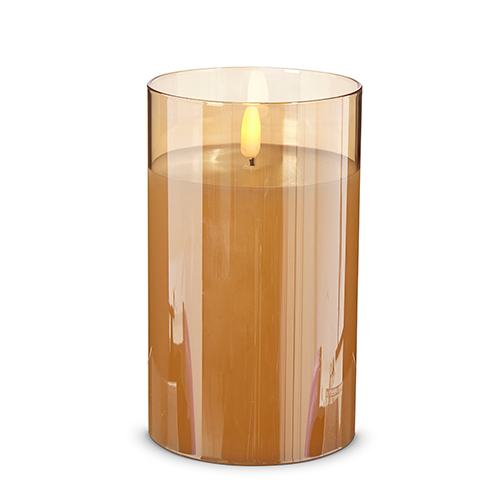 Gold Glass Ivory LED Candle - 3.5 x 6 inches - Mellow Monkey