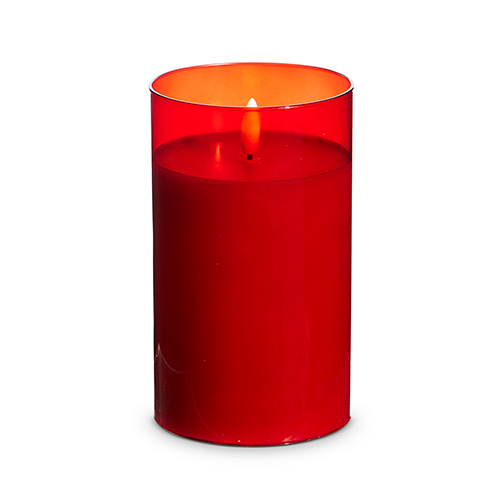 Red Glass Ivory LED Candle - 3.5 x 6 inches - Mellow Monkey