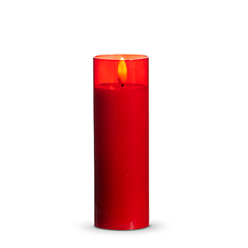 Red Glass Ivory LED Candle - 2 x 6 inches - Mellow Monkey