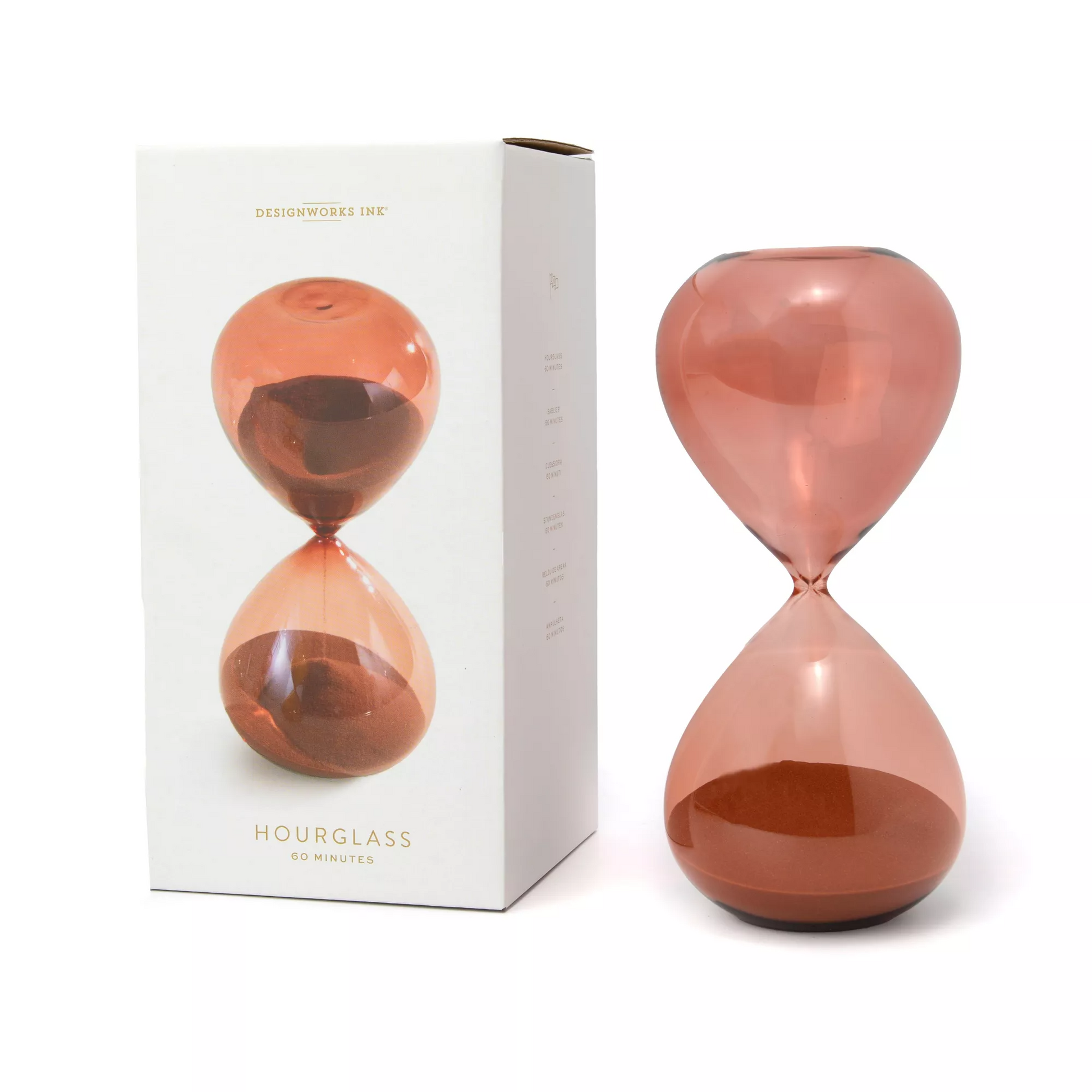 Terracotta Ombre Tinted 60 Minute Hourglass Timer - 9-1/4-in - Mellow Monkey