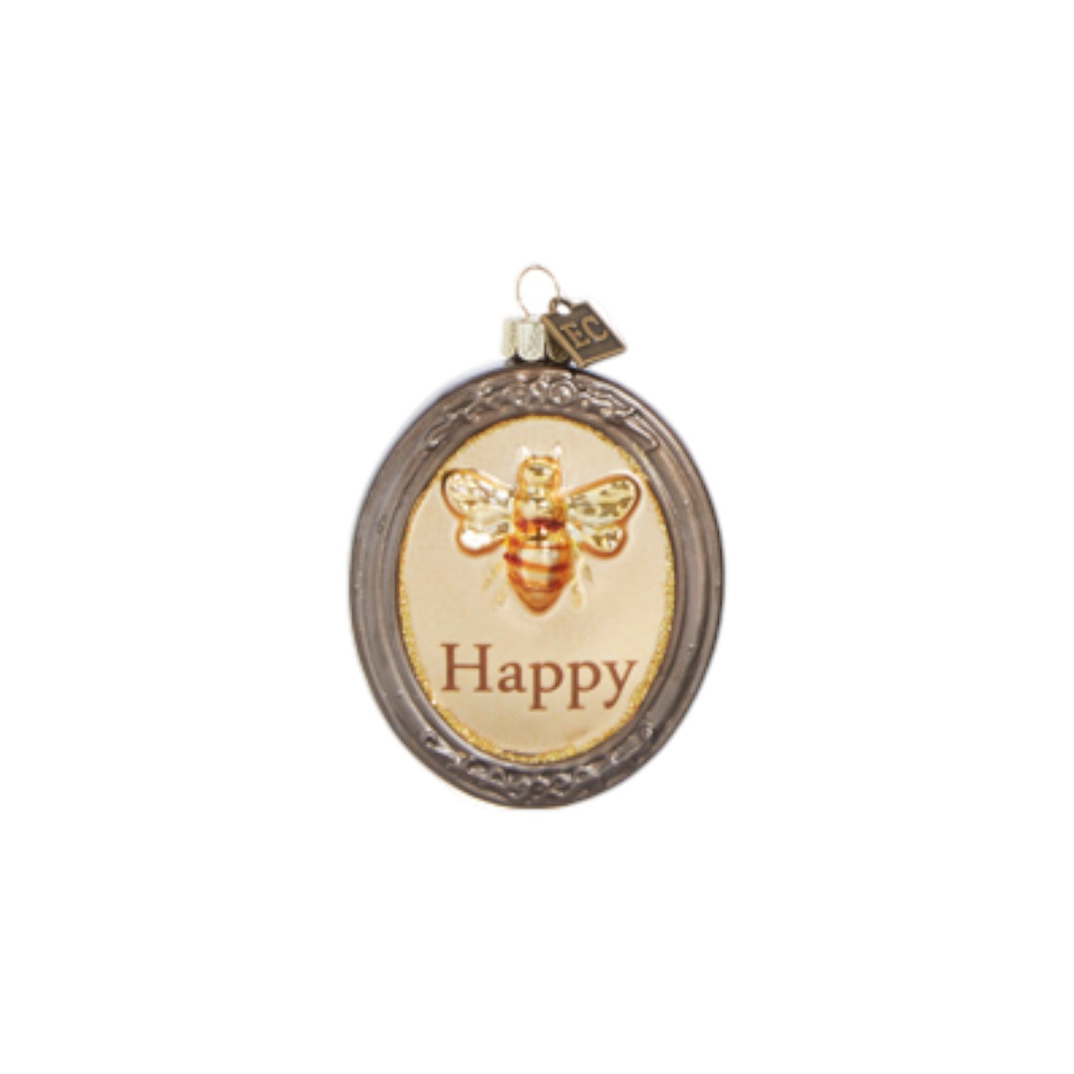 Bee Happy Charm Ornament - 3-in - Mellow Monkey