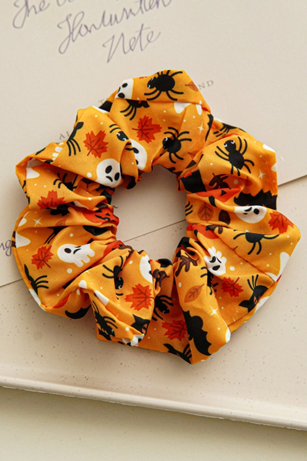 Halloween Print Scrunchie Hair Rope - Orange - Mellow Monkey