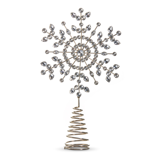 Jeweled Silver Snowflake Tree Topper - 12-in - Mellow Monkey