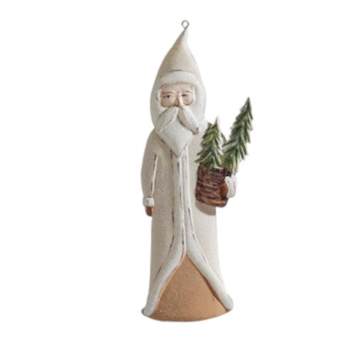 Natural Santa with Tree Ornament - 6-in - Mellow Monkey