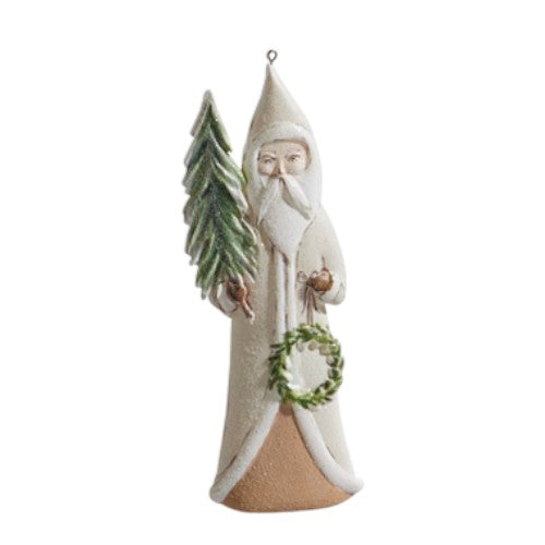 Natural Santa with Tree Ornament - 6-in - Mellow Monkey