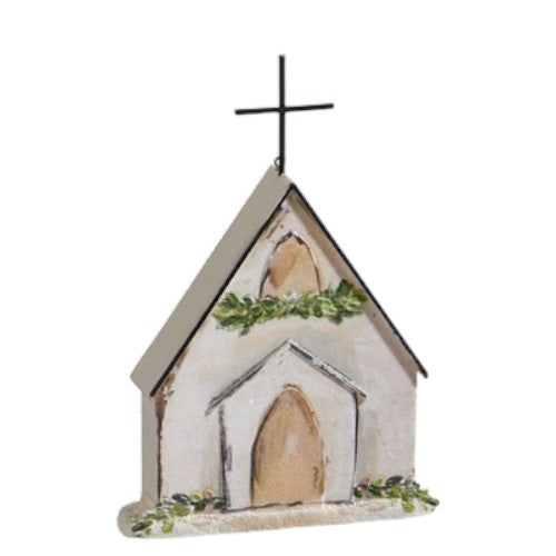 Rustic Church Ornament - 6-in - Mellow Monkey