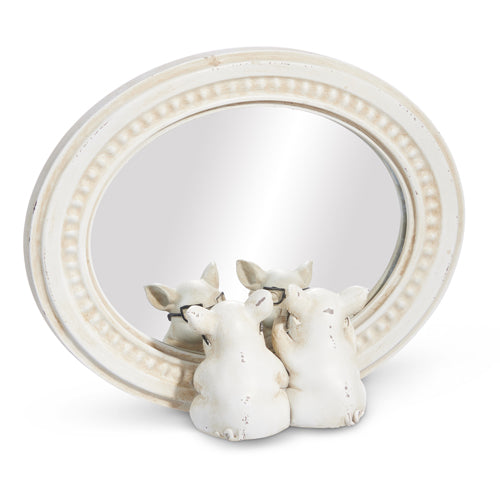 8.75" Pigs with Glasses Mirrored Decor - Mellow Monkey