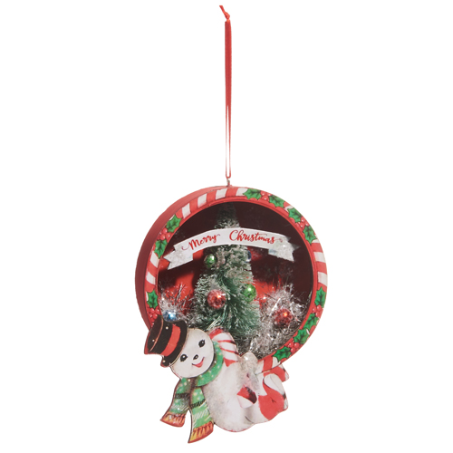 Snowman and Christmas Tree Cut Out Ornament - 5-1/2-in - Mellow Monkey