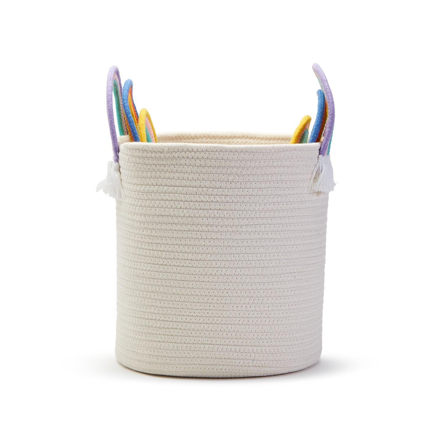 Rainbow Handle Hand-Crafted Rope Basket - Mellow Monkey