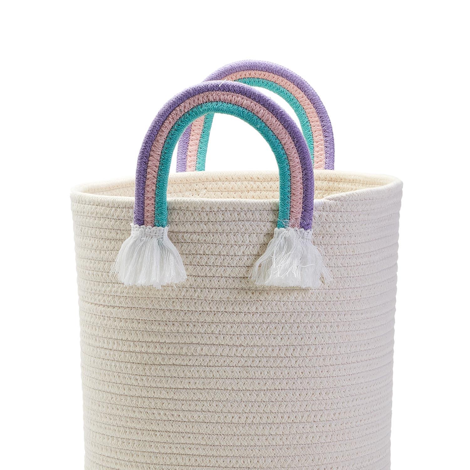 Rainbow Handle Hand-Crafted Rope Basket - Mellow Monkey