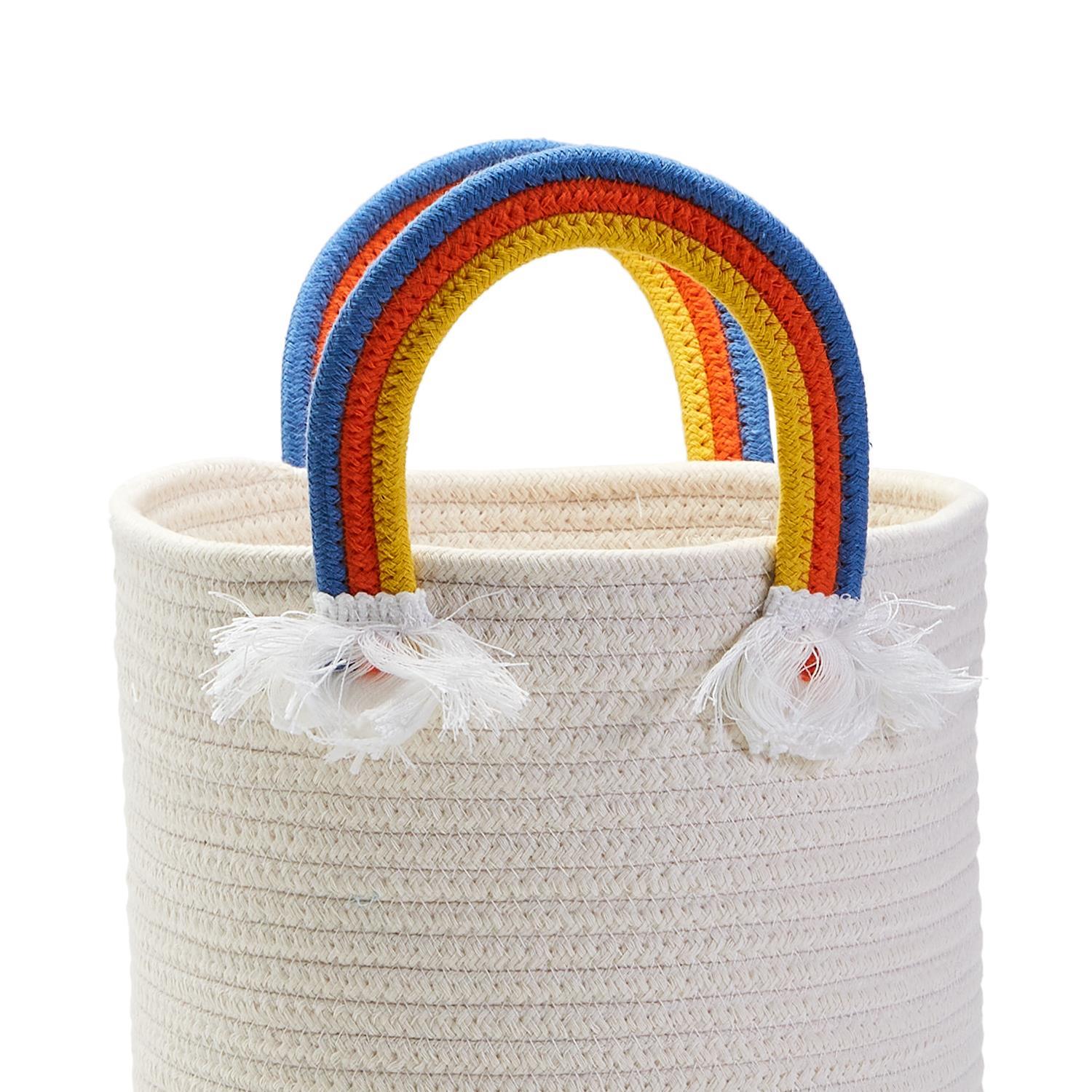 Rainbow Handle Hand-Crafted Rope Basket - Mellow Monkey