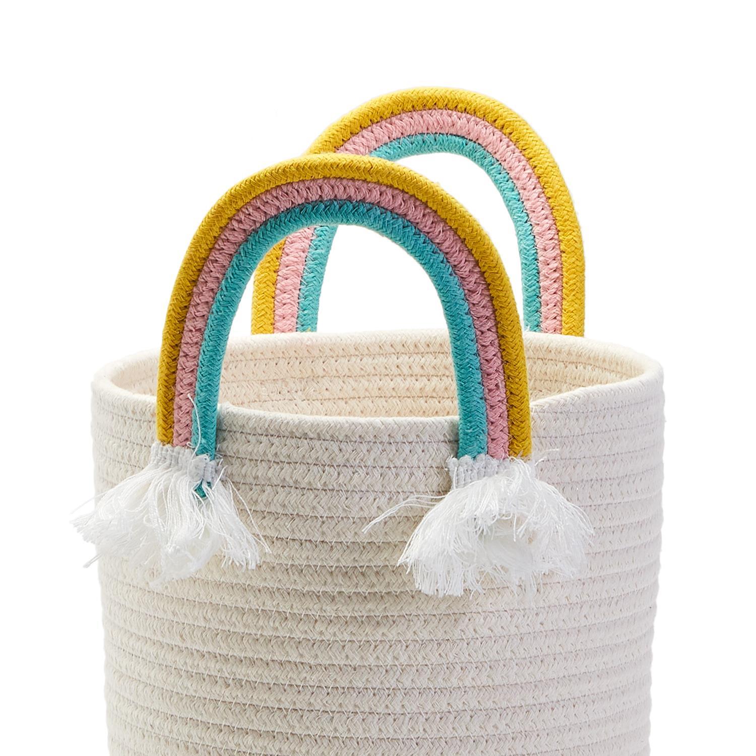 Rainbow Handle Hand-Crafted Rope Basket - Mellow Monkey