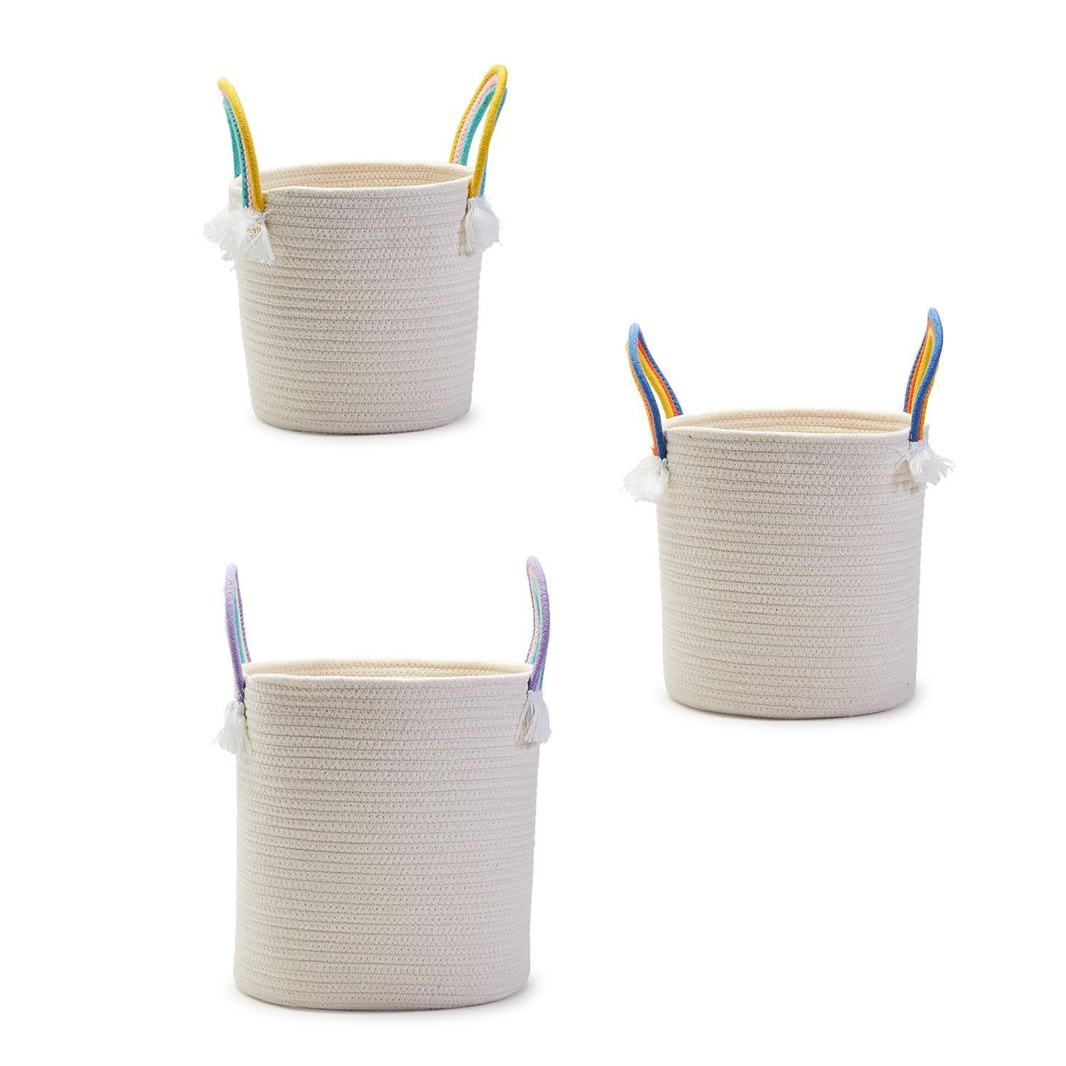 Rainbow Handle Hand-Crafted Rope Basket - Mellow Monkey