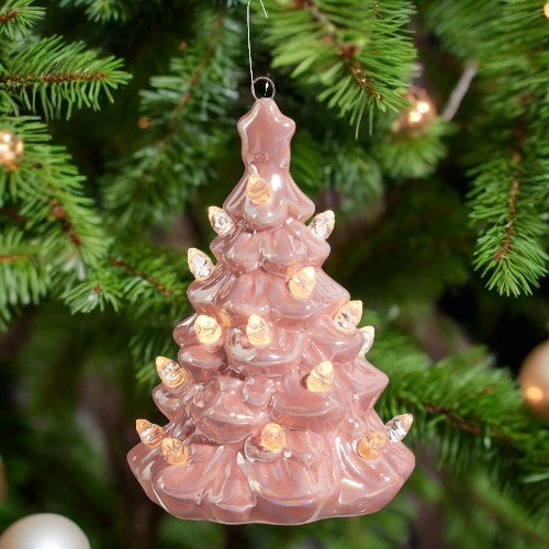 Lighted Pink Vintage Tree Ornament - 5-in - Mellow Monkey