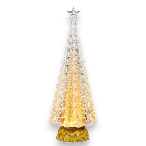 Lighted Gold Tree with Swirling Glitter- 15-in - Mellow Monkey