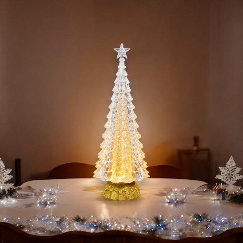 Lighted Gold Tree with Swirling Glitter- 15-in - Mellow Monkey