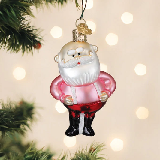 Santa in Suspenders - Old World Christmas Blown Glass Holiday Ornament - 4-1/2-in