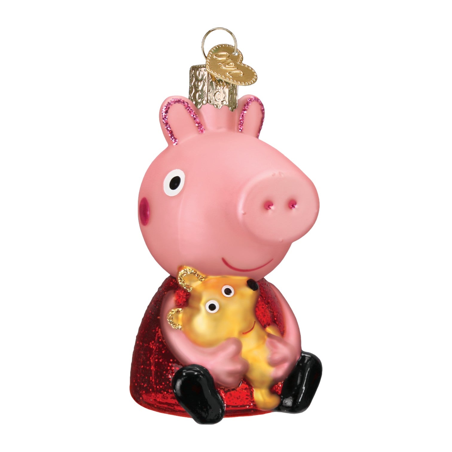 Peppa Pig With Teddy - Old World Christmas Blown Glass Holiday Ornament - Mellow Monkey
