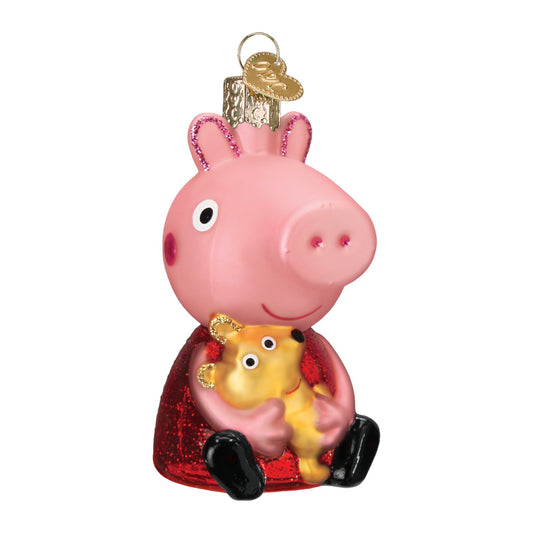 Peppa Pig With Teddy - Old World Christmas Blown Glass Holiday Ornament - Mellow Monkey