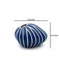 Mini Pebble - Handcrafted Porcelain Bud Vase - Navy with White Stripes - 3.4 x 2.6 x 2.4 in - Mellow Monkey