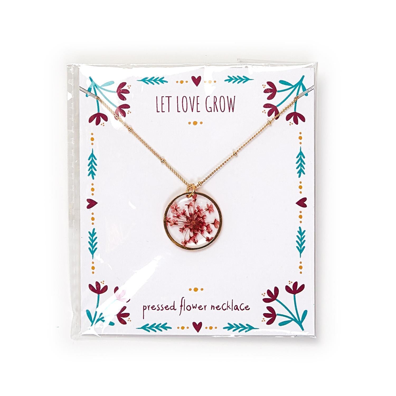 Live Happy - Pressed Flower Necklace - Mellow Monkey