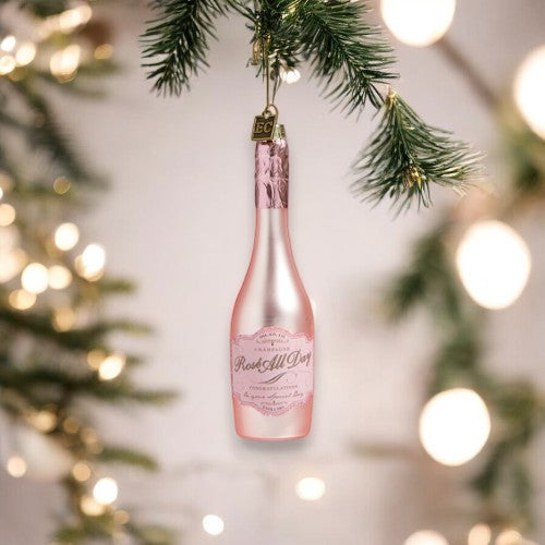 Congratulations Pink Champagne Ornament - 5-3/4-in - Mellow Monkey