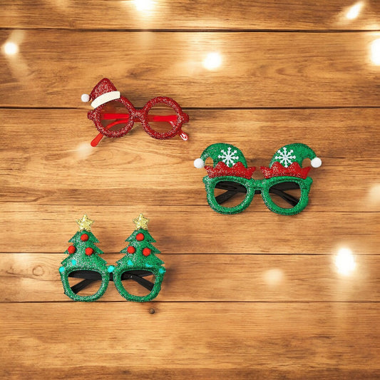 Festive Fun Holiday Glitter Glasses - Mellow Monkey