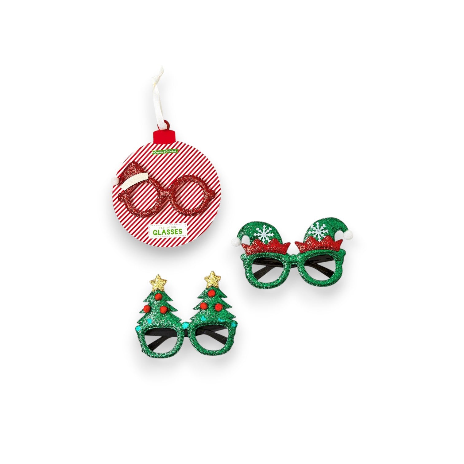 Festive Fun Holiday Glitter Glasses - Mellow Monkey