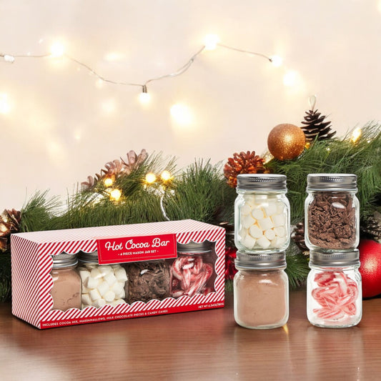 Hot Cocoa Bar - 4 Piece Mason Jar Kit in Gift Box - Mellow Monkey