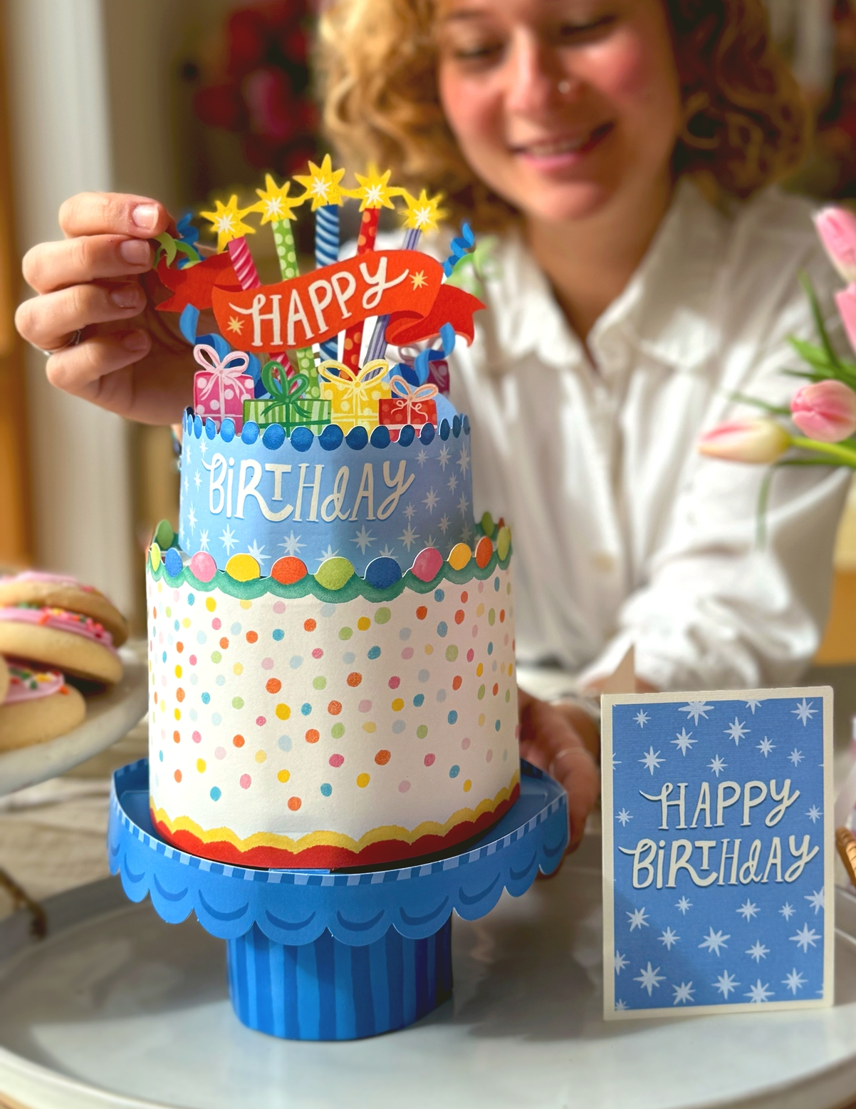 Freshcut Paper Confetti Birthday Cake Pop-Up Greeting Card - Mellow Monkey