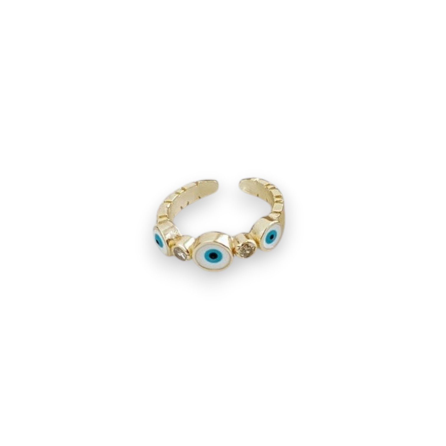 White Greek Evil Eye - Gold Ring - Mellow Monkey