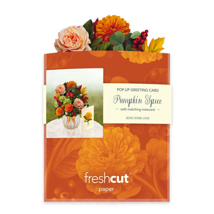 FreshCut Mini Pumpkin Spice Pop-Up Bouquet & Greeting Card - Mellow Monkey