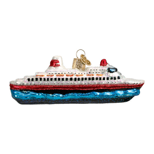 Cruise Ship - Old World Christmas Blown Glass Holiday Ornament - Mellow Monkey
