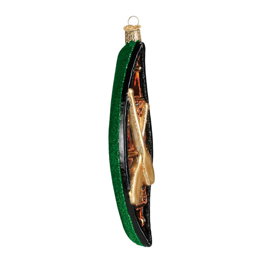 Green Canoe - Old World Christmas Blown Glass Holiday Ornament - Mellow Monkey