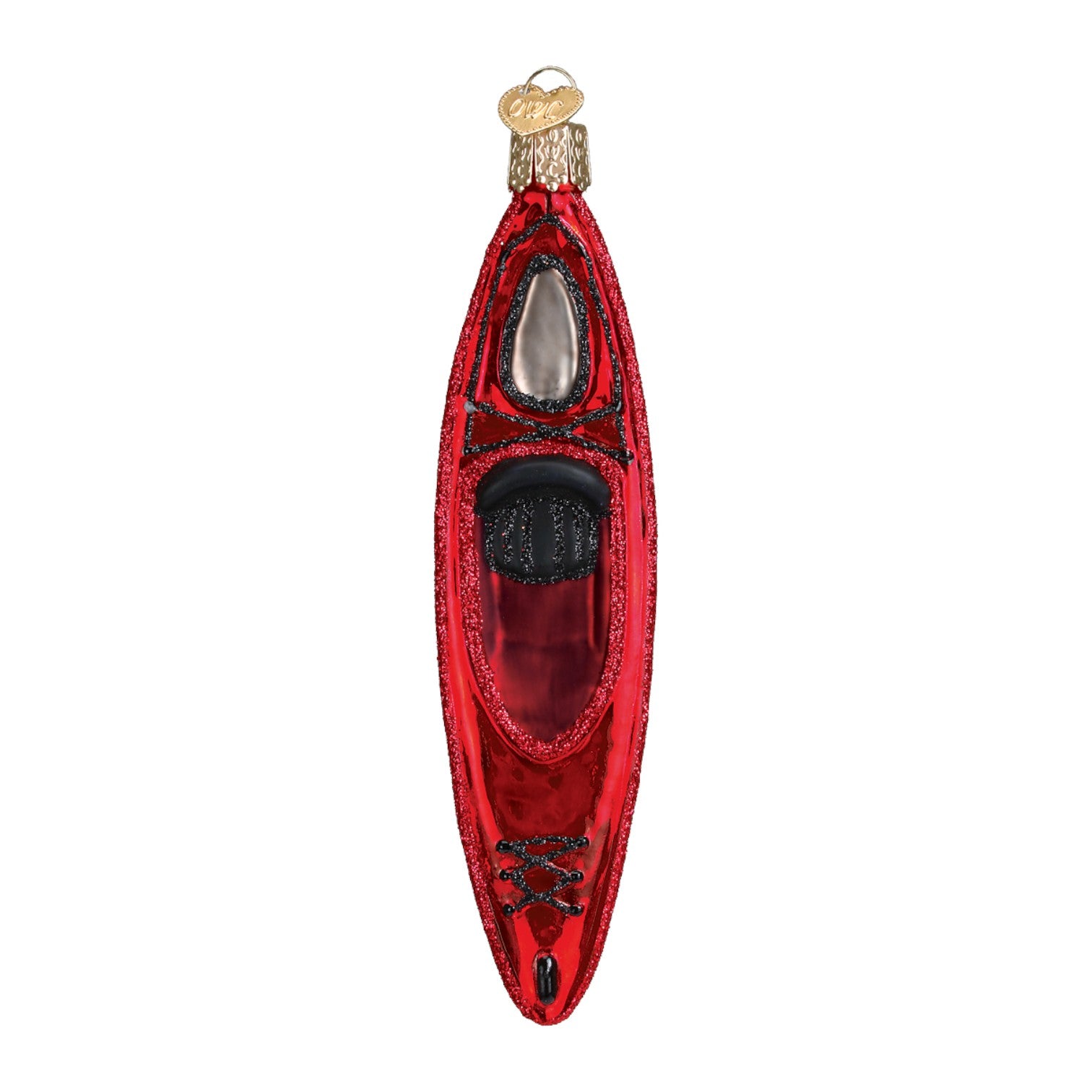 Red Kayak - Old World Christmas Blown Glass Holiday Ornament - Mellow Monkey