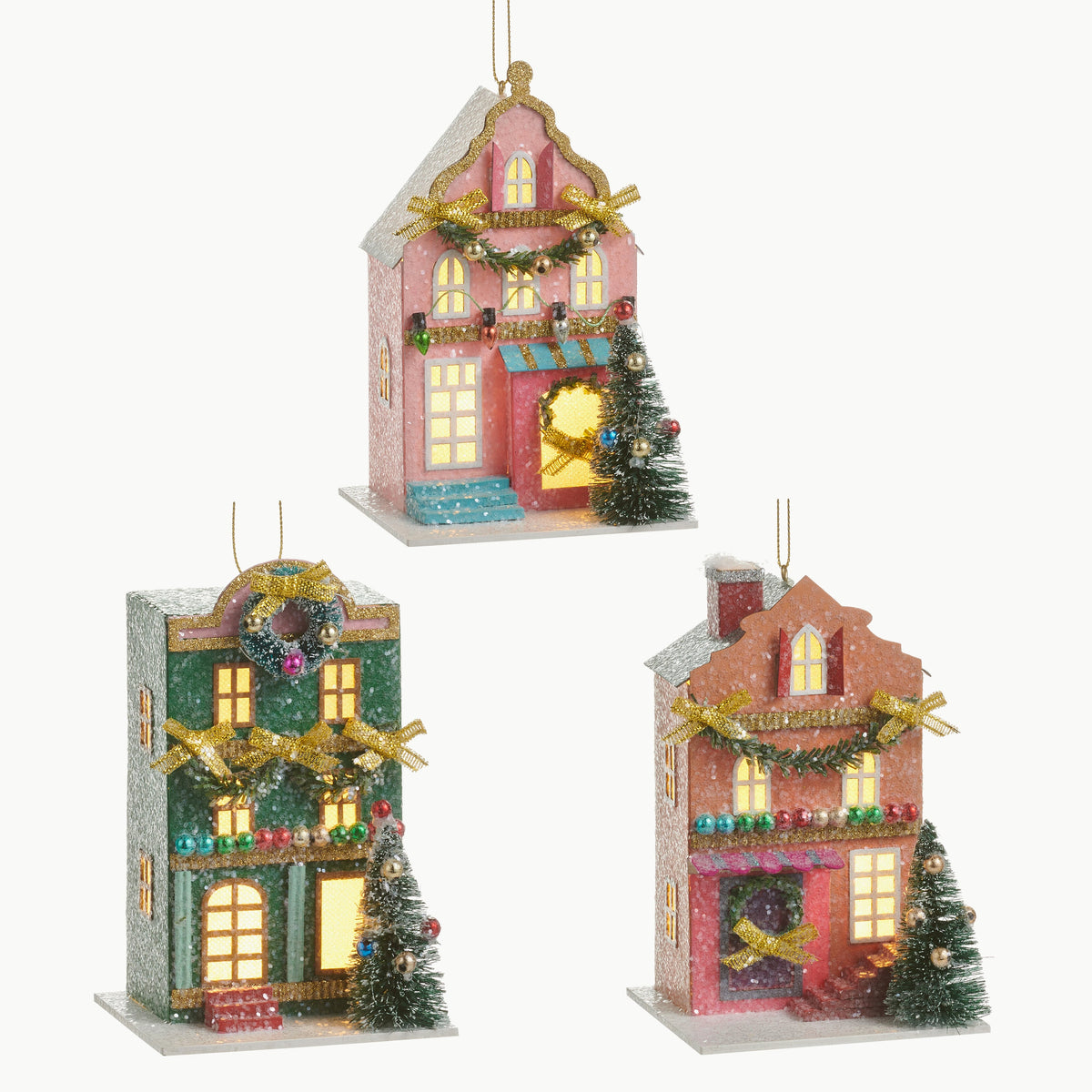 5.5 Lighted Paper Multicolored House Ornament - Mellow Monkey