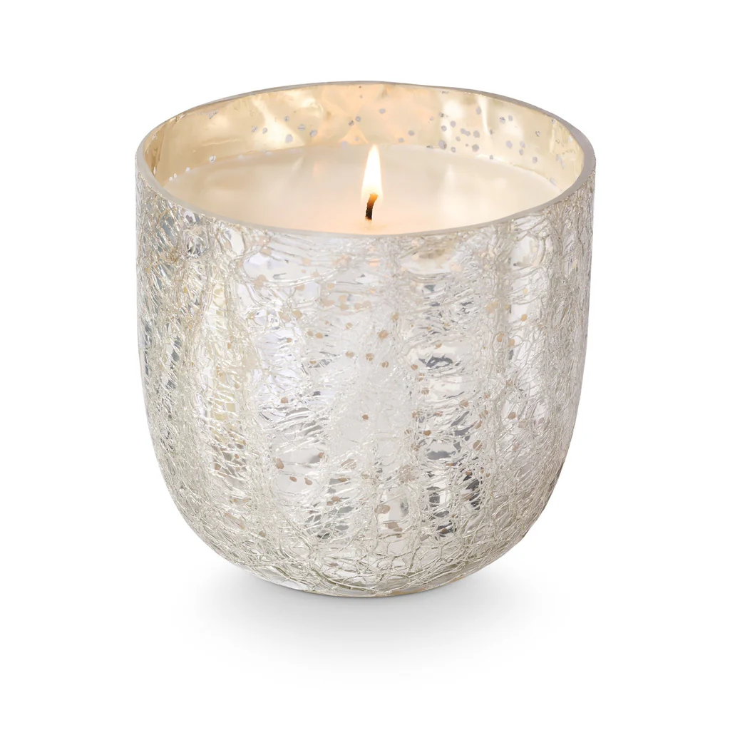 Balsam & Cedar Large Boxed Crackle Glass Candle - Mellow Monkey