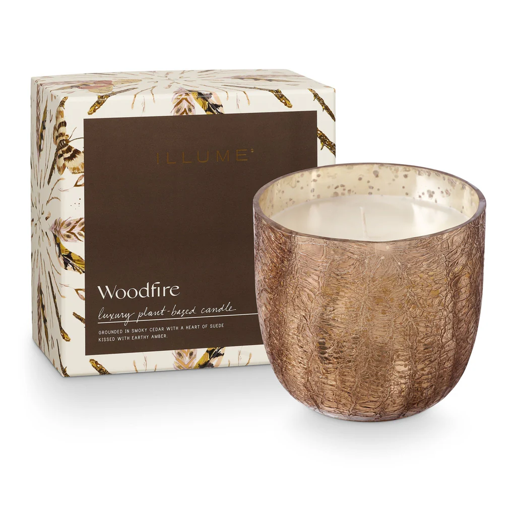 Woodfire Large Boxed Crackle Glass Candle - Mellow Monkey